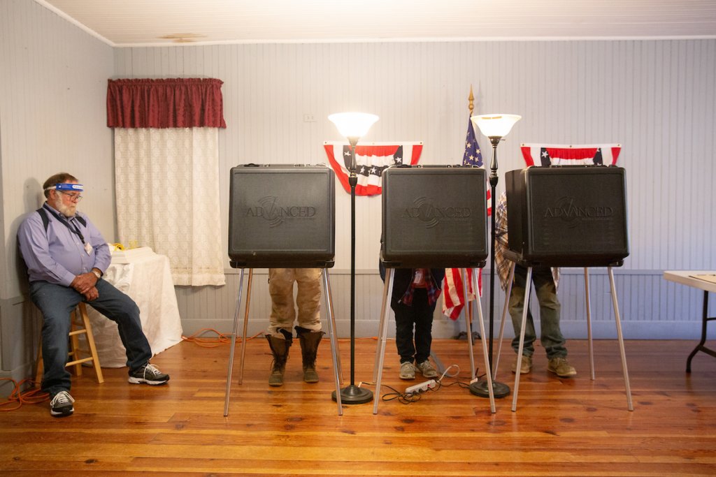 Voters cast ballots in Scottsville, Virginia in Nov. 2020. (Photo by Parker Michels-Boyce for The Virginia Mercury)