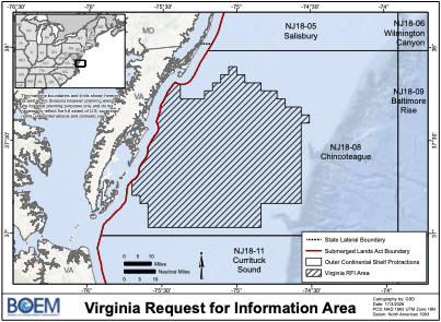 Map of potential lease site locations for offshore mineral mining. (Image by the Bureau of Ocean Energy Management)