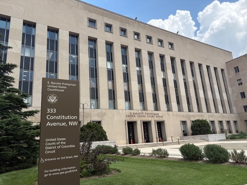 The E. Barrett Prettyman U.S. Courthouse in Washington, D.C., home of the U.S. District Court for the District of Columbia, on July 14, 2025. (Photo by Jacob Fischler/States Newsroom)