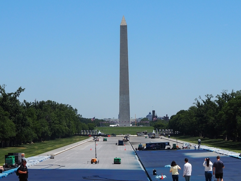 The Lincoln Memorial Reflecting Pool while under renovation on May 5, 2026. (Photo by Ashley Murray/States Newsroom)
