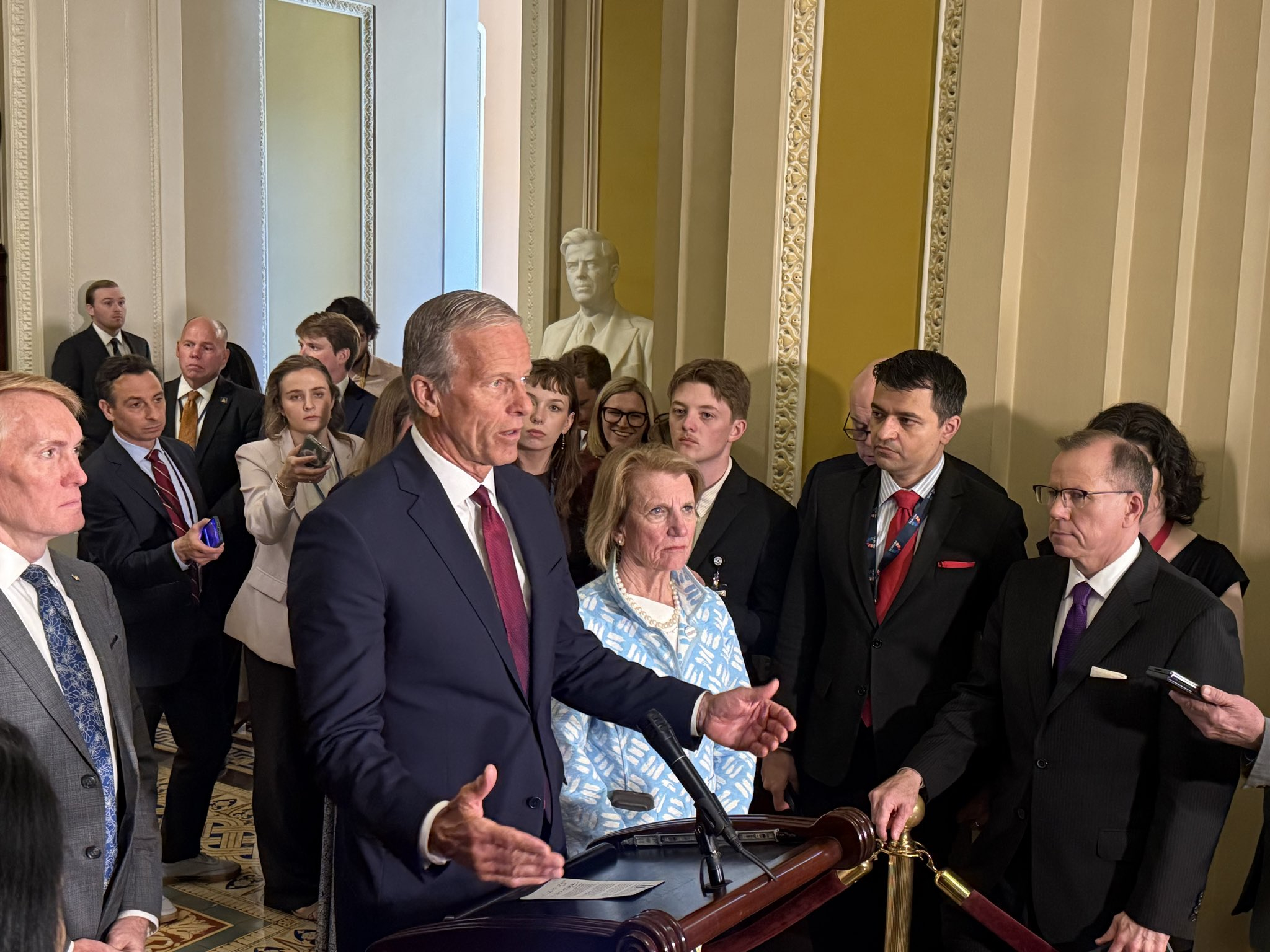 U.S. Senate Majority Leader John Thune speaks during a press conference in the U.S. Capitol on Tuesday, June 2, 2026. (Photo by Jennifer Shutt/States Newsroom)
