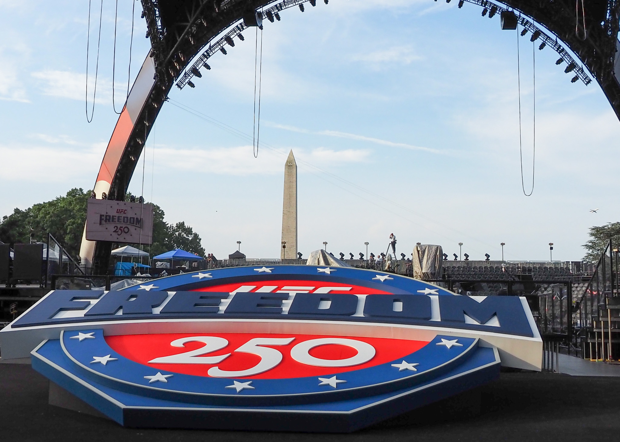 The Ultimate Fighting Championship branded its upcoming mix martial arts fight on the White House South Lawn, on Thursday, June 11, 2026, as a celebration of America's 250th birthday. (Photo by Ashley Murray/States Newsroom)