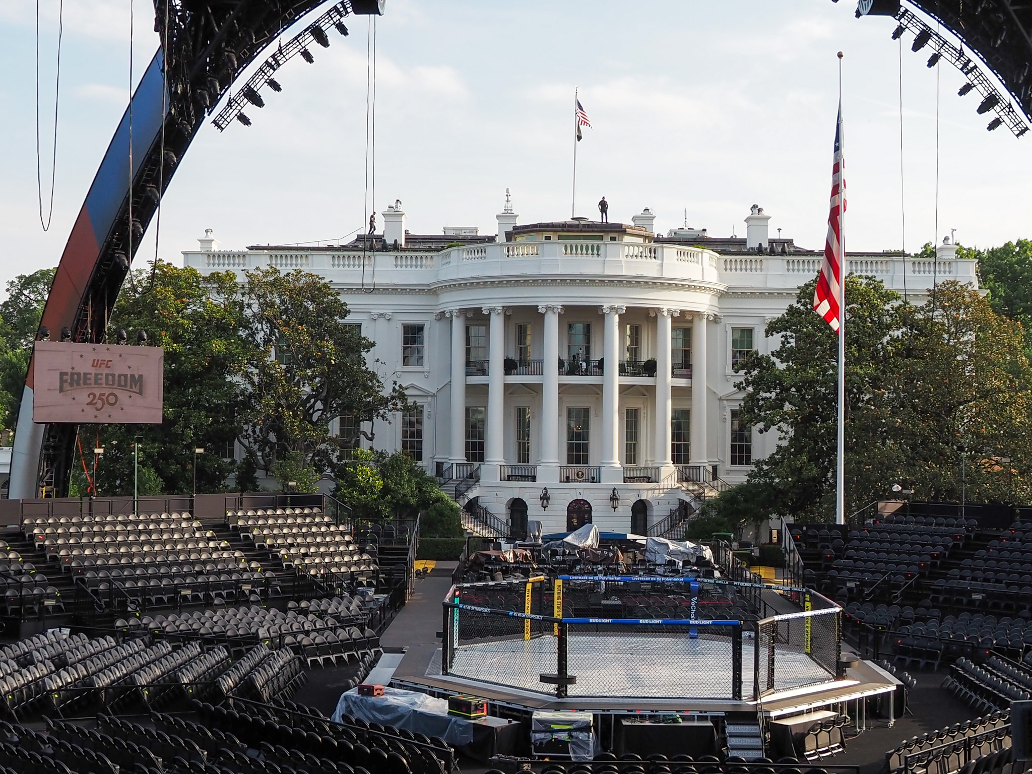 An Ultimate Fighting Championship ring on the White House South Lawn on Thursday, June 11, 2026. (Photo by Ashley Murray/States Newsroom)