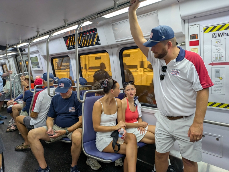 Matthew Wetherill, 28, of Cincinnati, Ohio, rode the Metro in Washington, D.C., to attend a tour of the U.S. Capitol on Saturday, July 4, 2026. (Photo by Ashley Murray/States Newsroom)